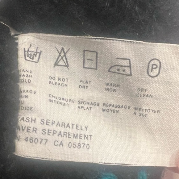 ESPRIT 80 Vintage 100% Wool knit Oversized Sweater Collared Black &Teal collar - Picture 8 of 11